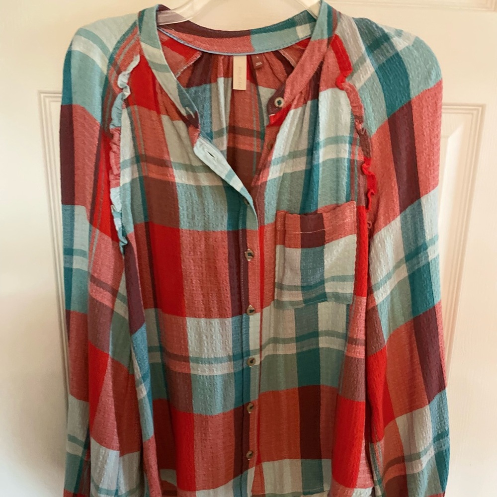 Pilcro Plaid Top